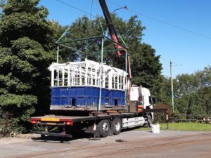 The shelter is lifted ready for transportation